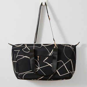 Mali & Lili Weekender Duffle Bag in White & Black Abstract